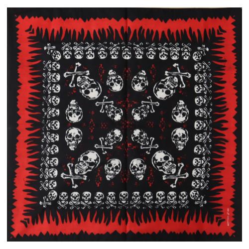 Bandana_55cmx55cm_Black___White_Blood_Skulls